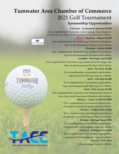 Golf Tournament Sponsorship - Tumwater Area Chamber of Commerce