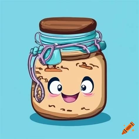 Cartoon of a sourdough starter in a jar on Craiyon