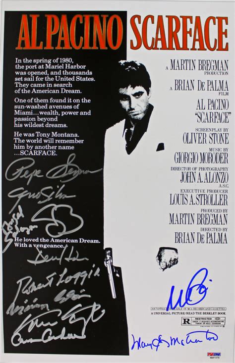 "Scarface" 11x17 Movie Poster Cast-Signed by (11) with Al Pacino, Steven Bauer, Miriam Colon ...