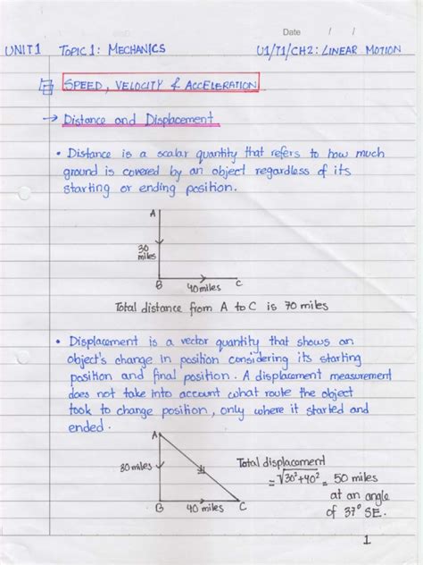 Unit 1 Notes: Linear Motion