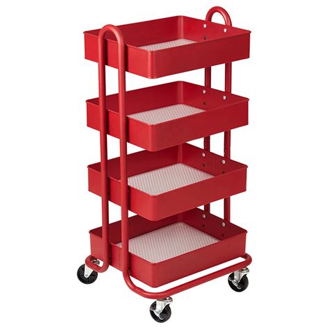 4-Tier Utility Rolling Cart, Red - ELR20702RD | Ecr4kids, L.P. | Storage