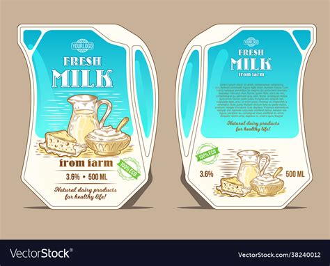 In engraving style design packaging for milk Vector Image