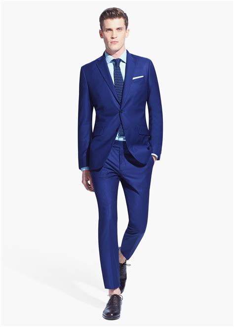 Mango Slim-Fit Suit Blazer in Blue for Men | Lyst