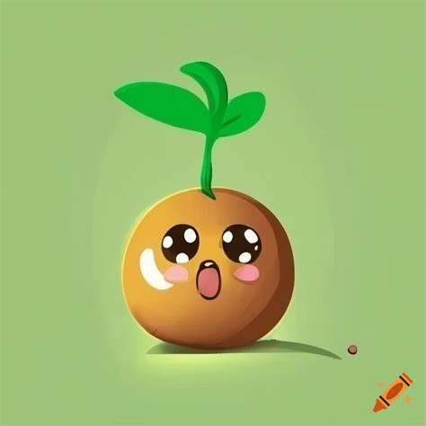 Cartoon drawing of a happy sprouting seed