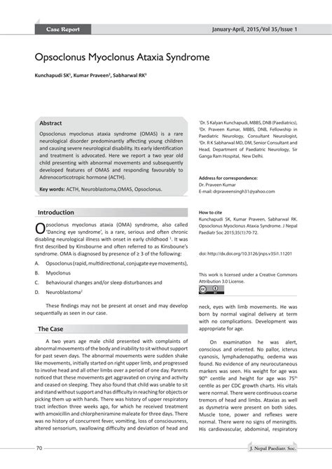 (PDF) Opsoclonus Myoclonus Ataxia Syndrome