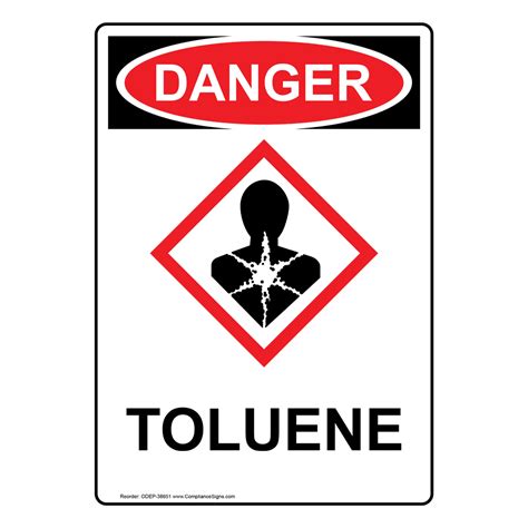 Portrait OSHA-GHS Toluene Sign With Symbol ODEP-38651