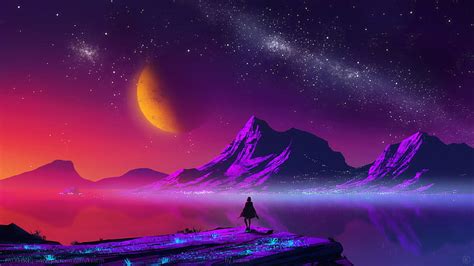 HD wallpaper: fantasy, scuba diver, explorer, silhouette, person, art, night | Wallpaper Flare