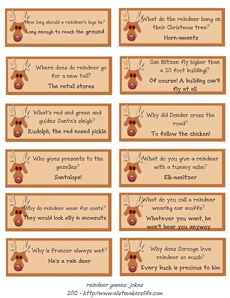 Reindeer Riddles: Free Printable | A List Maker's Life - Free Printable ...