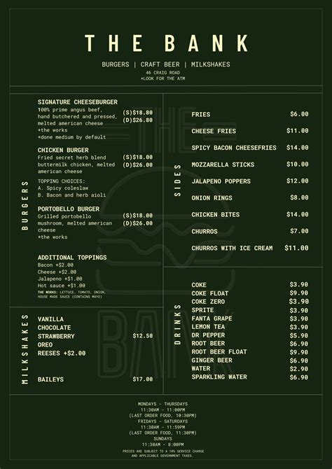 Menu — The Bank