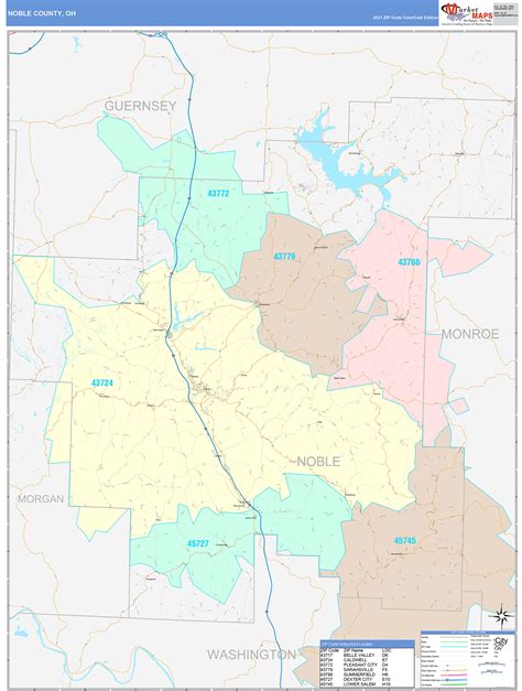 Noble County, OH Wall Map Color Cast Style by MarketMAPS - MapSales.com