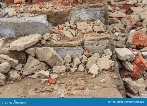 The Rubble of Construction Debris after the Destruction of the Old Building. Stock Photo - Image ...