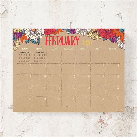 2020 Floral Kraft Mini Desk Pad Calendar - Walmart.com