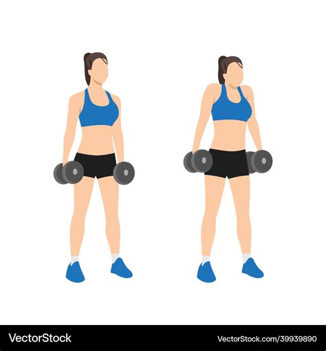 Woman doing dumbbell shrugs exercise flat Vector Image