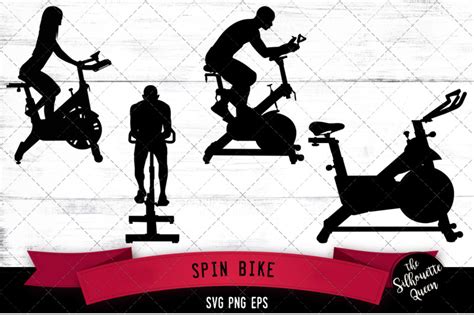 Spin Bike Silhouette Vector By The Silhouette Queen | TheHungryJPEG