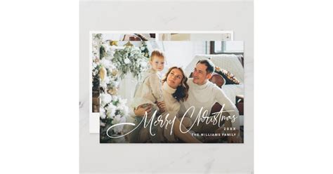 Elegant Minimalist Modern Christmas 3 Photo Holiday Card | Zazzle