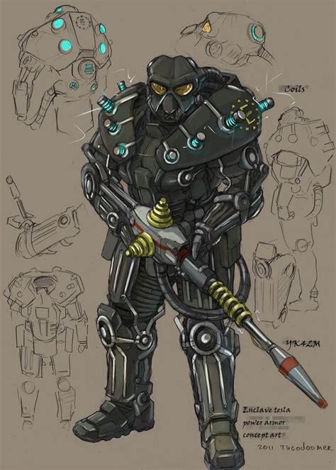 Enclave Tesla Power Armor by Vasily Khazykov. Old concept for one RTS ...