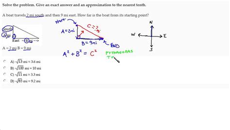 Solve a Boat Navigation Application Using the Pythagorean Theorem - YouTube