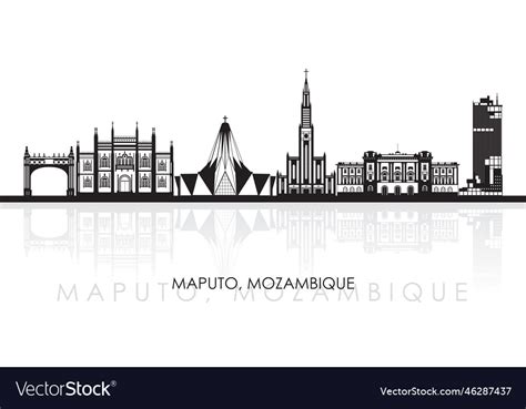 Silhouette skyline panorama of city maputo Vector Image