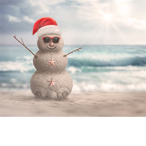 Beach Sand Snowman Christmas Digital Backdrop – Squijoo.com