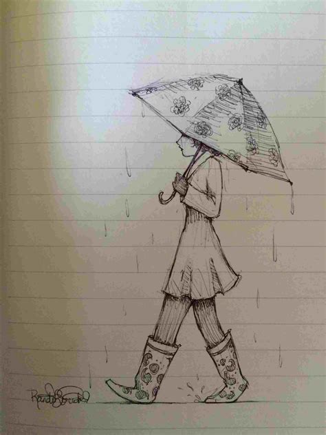 Girl In Rain Drawing at PaintingValley.com | Explore collection of Girl In Rain Drawing