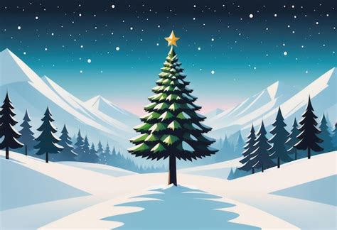 Premium AI Image | christmas tree against snowy landscape