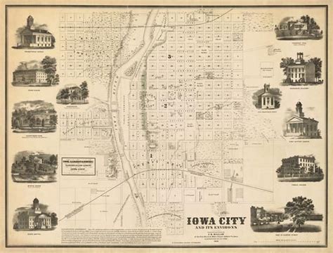 Iowa City Map Wall Map of Iowa City From 1854 Beautifully - Etsy | Iowa ...