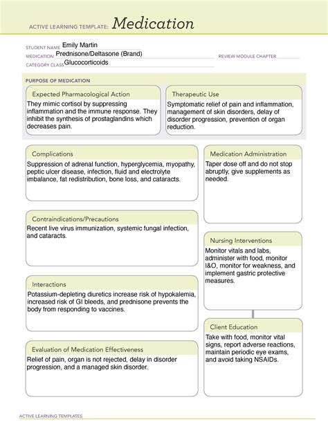 Glucocorticoids - ATI Pharm Made Easy Medication Review Template for Pain and Inflammation on ...