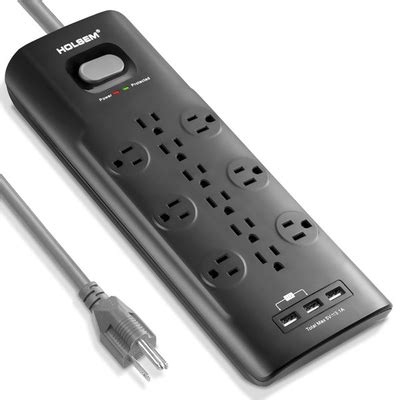 Surge Protector 12 Outlets 3 USB Ports Black - Buy Surge Protector, Power Strip, Multi-outlets ...