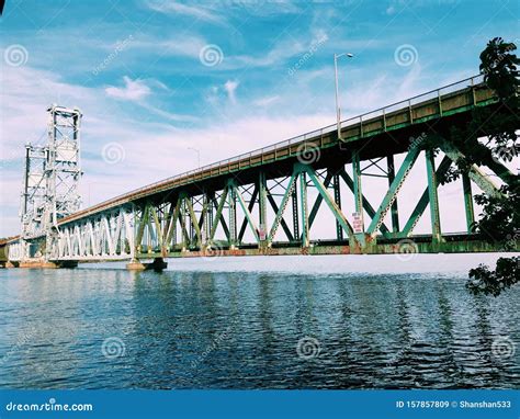 The Carlton Bridge Over the Kennebec River Stock Image - Image of ...