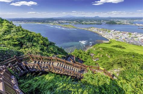 Walkway for Hiking at Jeju Island Stock Image - Image of mountain, city ...