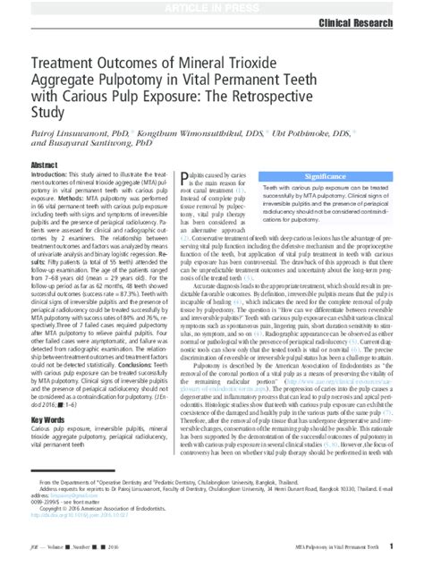 (PDF) Treatment Outcomes of Mineral Trioxide Aggregate Pulpotomy in Vital Permanent Teeth with ...