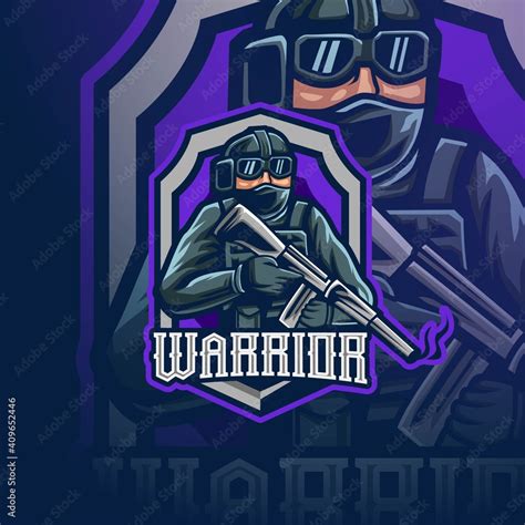 soldier sniper gasmask esport logo gaming for your team Stock Vector | Adobe Stock