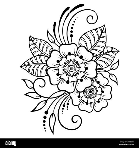 Mehndi flower pattern for Henna drawing and tattoo. Decoration in ...