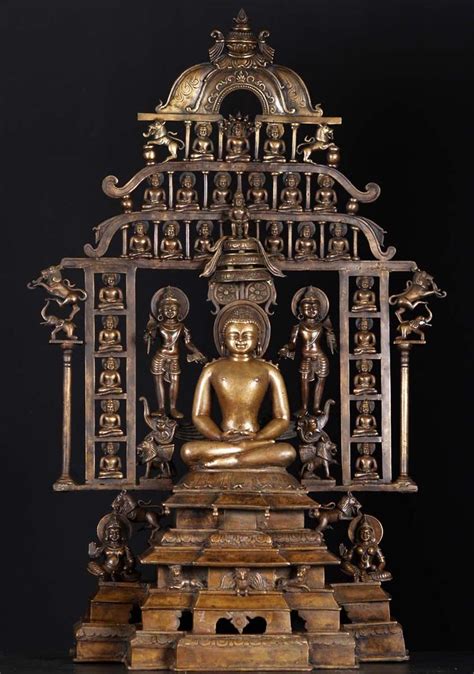 Bronze Jain Mahavira with 24 Tirthankaras 35" | Jainism, Lotus sculpture, Jain