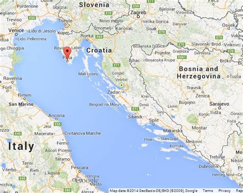 Pula on Map of Croatia