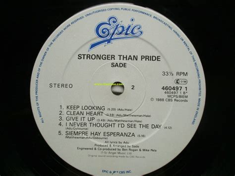 SADE: Stronger than pride LP 1988 UK. Check videos "Haunt Me", "Give It Up", "Nothing Can Come ...