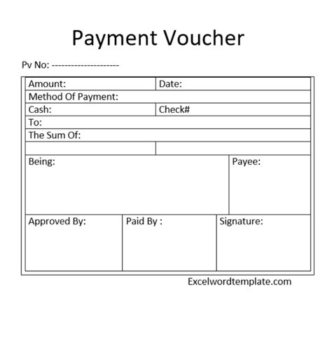 Payment Voucher Template – Excel Word Templates