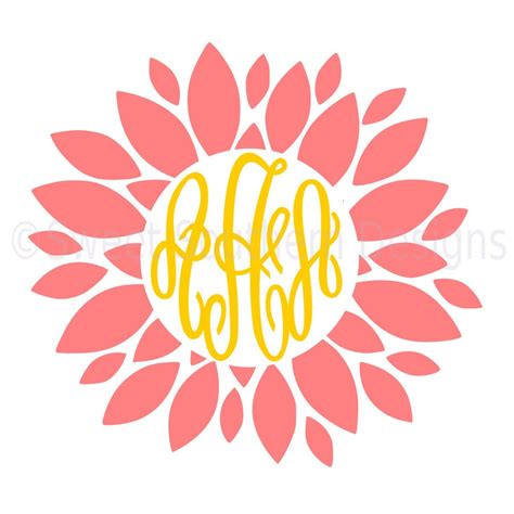 Dahlia monogram flower SVG instant download design for cricut