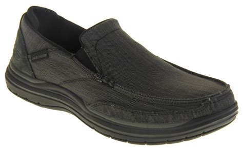 Mens SKECHERS Wide Fit Memory Foam Slip On Casual Trainers Size UK 5.5 ...