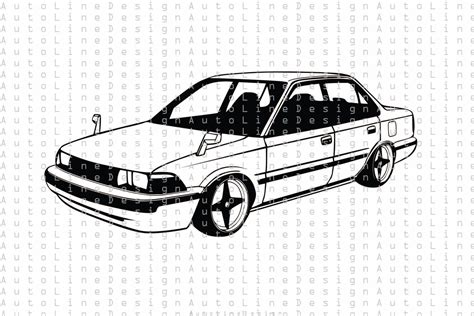 Toyota Corolla AE92 E90 JDM Stance Lowrider Tuning Svg Pdf Dxf Eps Png Vector Automotive Stencil ...