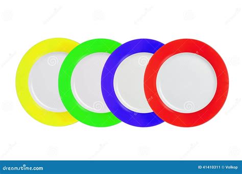 Set of Multi Colored Plates on White Stock Image - Image of design, plates: 41410311