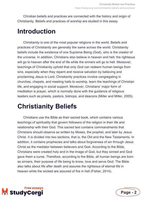 Christianity Beliefs and Practices | Free Essay Example