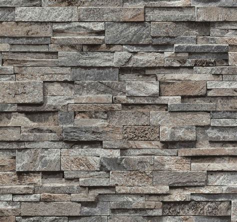 Brick Effect Wallpaper Vinyl 3D Slate Stone Split Face Tile Paste The ...