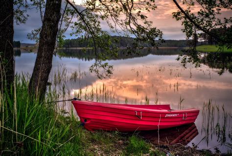 Lake Boat Landscape Colorful Wallpapers Hd Desktop An - vrogue.co