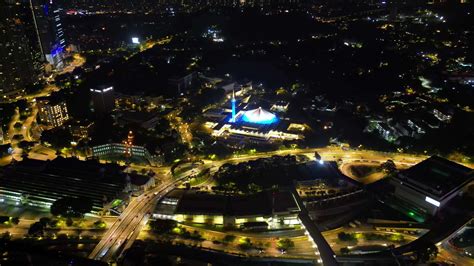 Aerial view national mosque and night traffic 20631465 Stock Video at ...