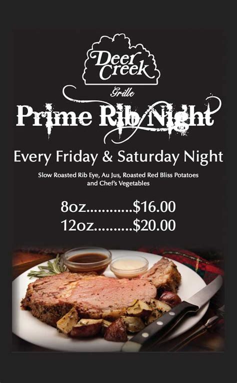 Prime Rib Night - Every Fri & Sat at The Deer Creek Grille