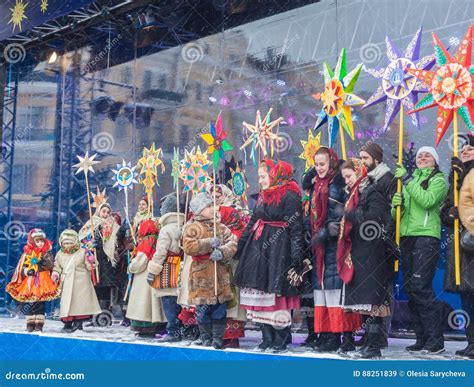 KIEV, UKRAINE: Christmas Festivities in Kiev Editorial Stock Image - Image of folklore ...