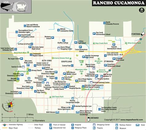 Map of Rancho Cucamonga City, California