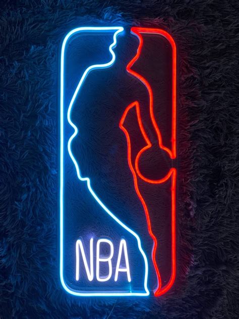 Nba Logo Neon Sign Basketball Player Wall Decor Nba Gift - Etsy