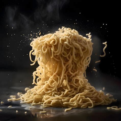 Instant noodles in water with splashes on black background, closeup, Ai Generative Image ...